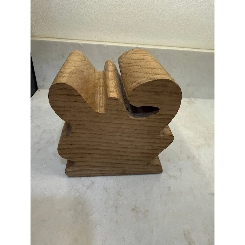 VTG Bandsaw Oak Carved Jewelry Trinket Ring Box Unique Gift Art Deco Style 50s